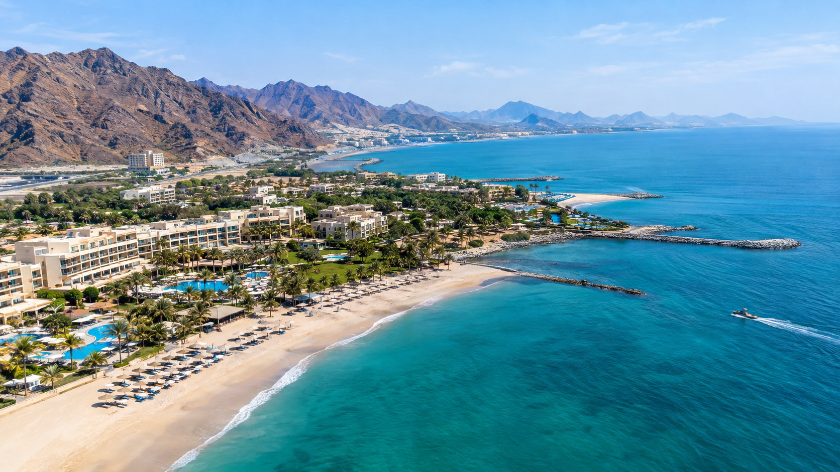 Fujairah beach resort aerial view UAE